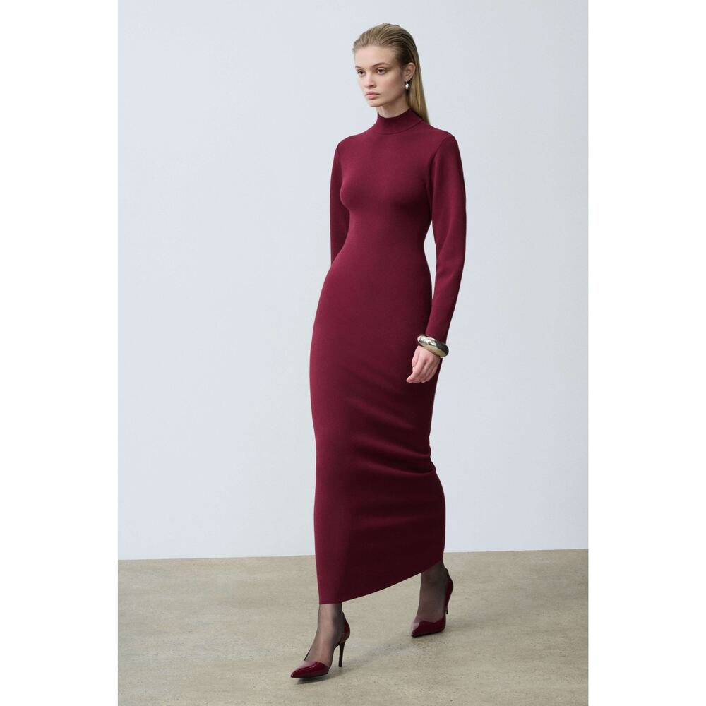 NWT SRG Gloria Mock Neck Maxi Dress Burgundy XS